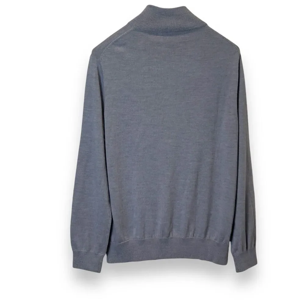 J.Crew Men's M Sweater Merino Wool Blend Long Sleeve 1/4 Zip Gray Classic Preppy